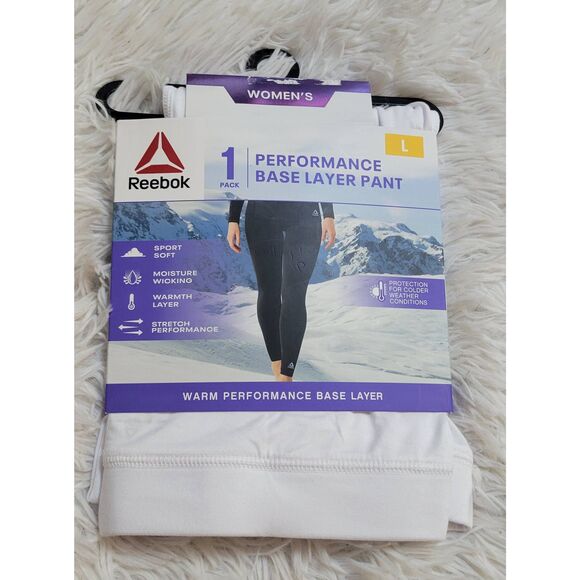 Reebox Ladies Moisture Wicking Warm Performance Base Layer Legging White Sz L Ne - Picture 3 of 5
